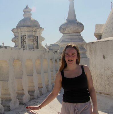 Mackenzie Keenan at the top of the highest catholic church in Central America, León