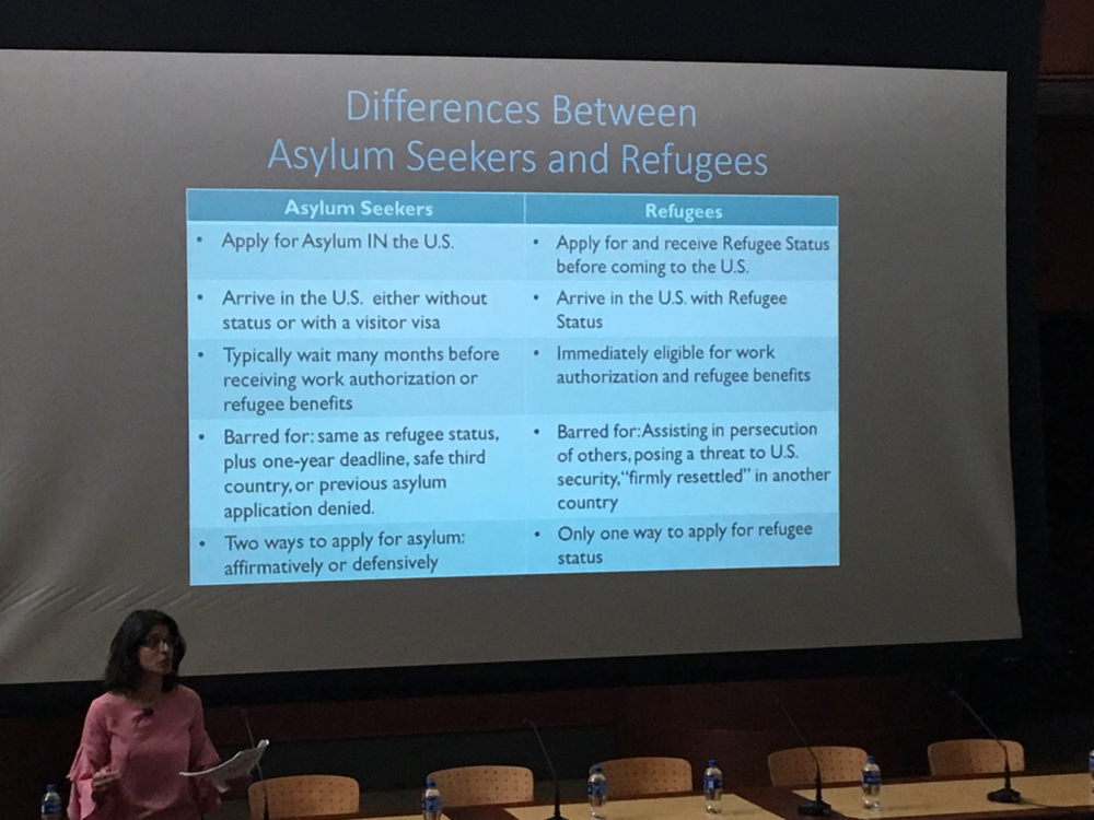 Hayre explaining the differences between Asylum Seekers and Refugees.&nbsp;