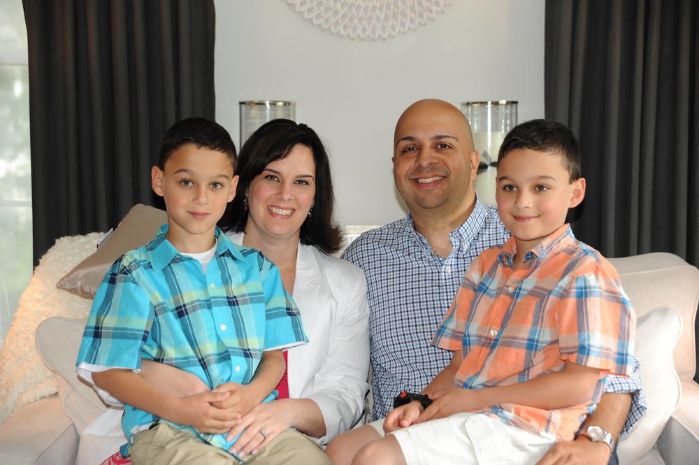 Cabrera with wife Rebecca and their twin boys Gabe and Jorgie.