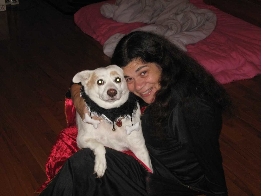 Lyn Johnson and one of her rescue dogs.&nbsp;