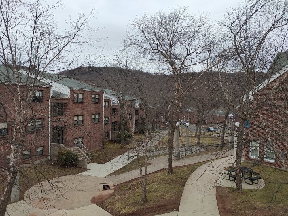 What would normally be a bustling campus with dorms full of students is now home to but a few, who can’t return home. These few include international students. Photos by Son Nyguen.