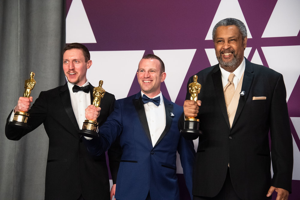 Left to right: Rabinowitz, Wachtel and Willmott with their awards.  Photo courtesy of 91st Oscars® Press Kits.