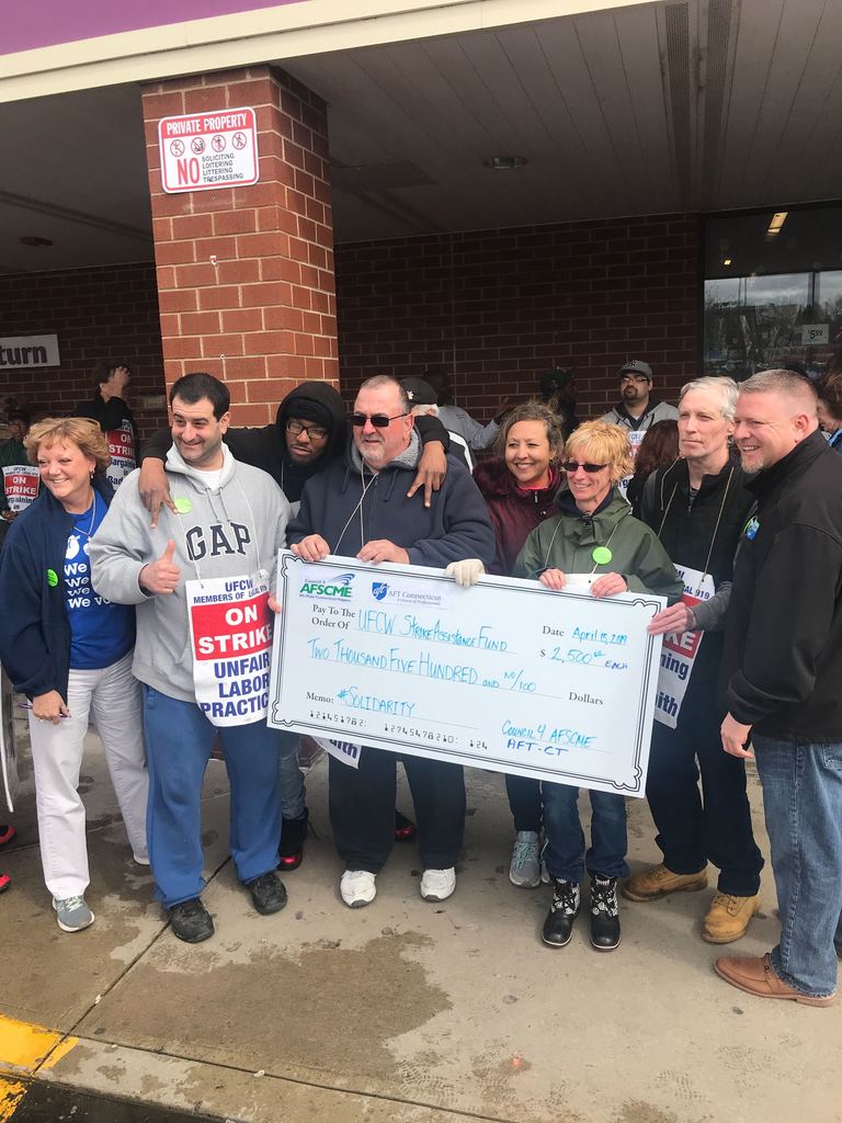 AFT Connecticut and AFSCME both donated $2,500 each to the strike fund in support of the protesting Stop &amp; Shop employees.