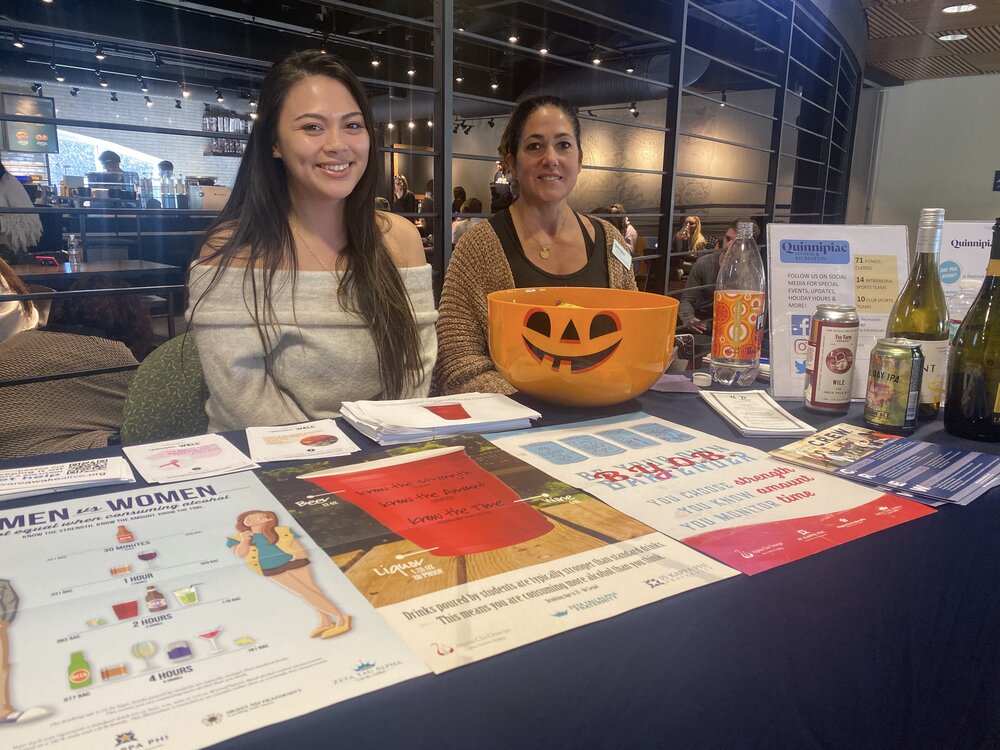 Carisha Moore (left) and Tami Reilly (right) host Wellness Wednesdays weekly in the Student Center.