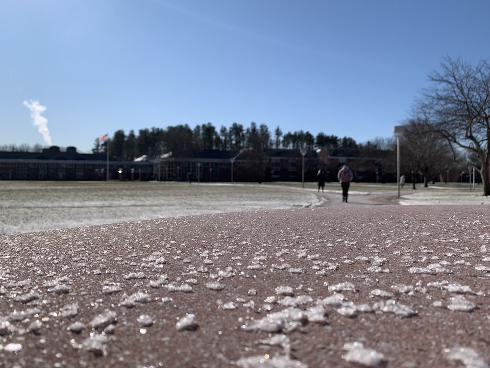 Students at Quinnipiac University brave the below-zero wind chill temperatures as classes carried on as normal Thursday, Jan. 31.  Photo by Molly Yanity/HQ Press