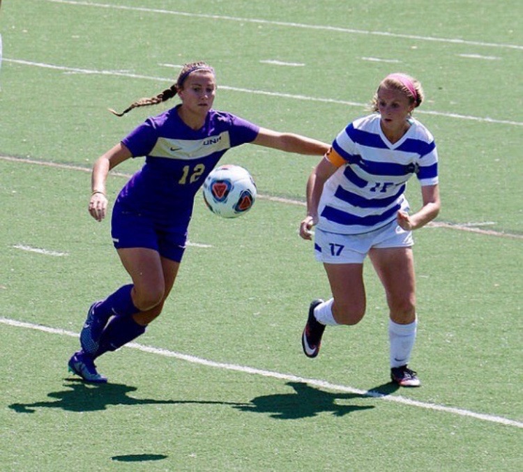 Maggie Pruitt playing college soccer at Shorter University. Pruitt’s love for the game was the main reason for her job in college athletics today.