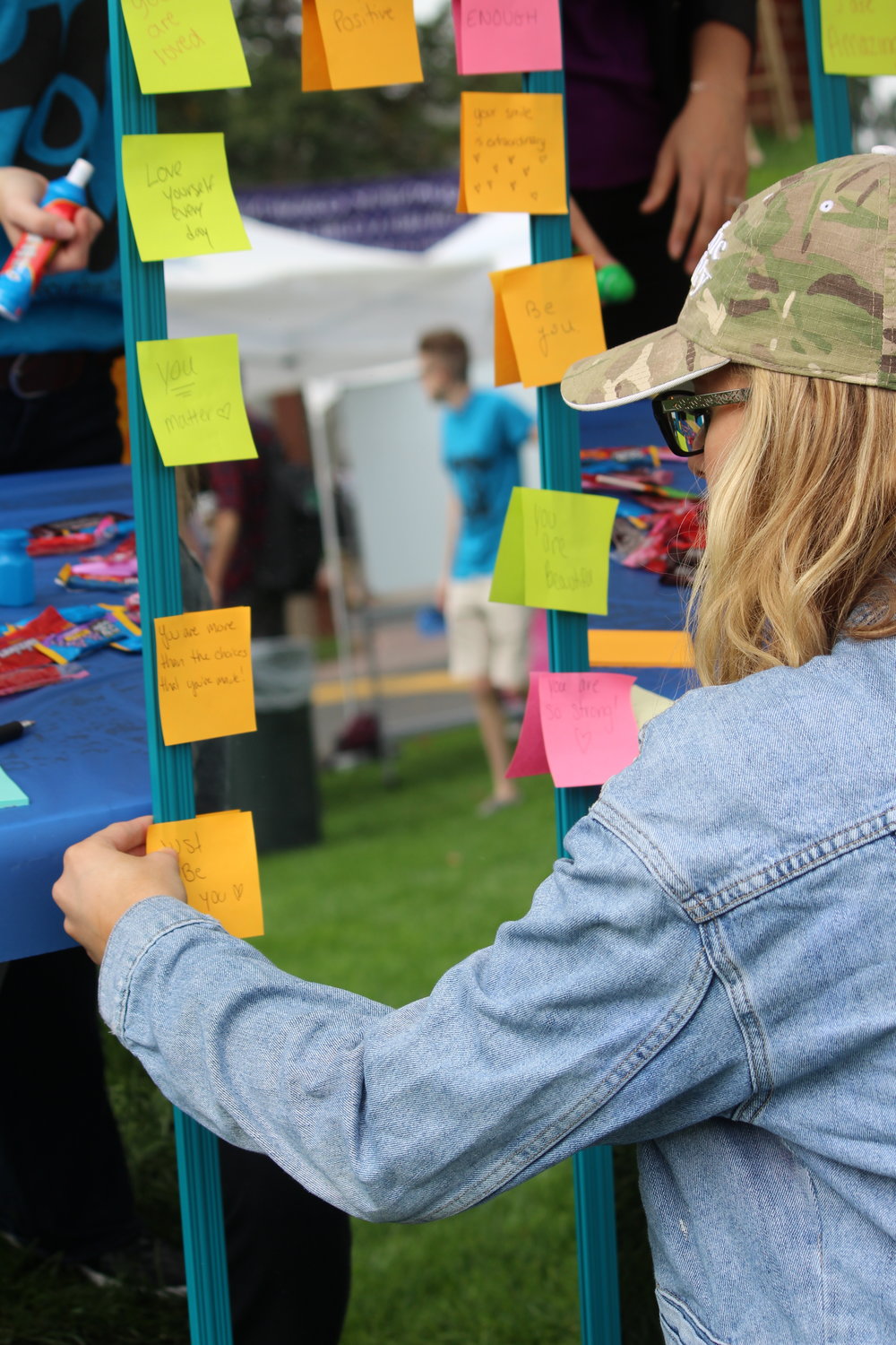 Students were asked to write motivational thoughts on the mirrors to remind them that they are more than their insecurities.