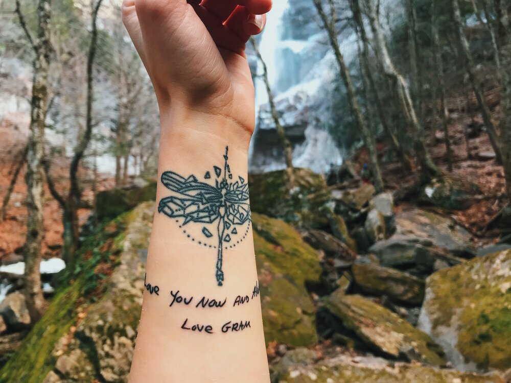 McGuire’s dragonfly tattoo, representing her strong connection with her grandmother. Photo courtesy of Emily McGuire.