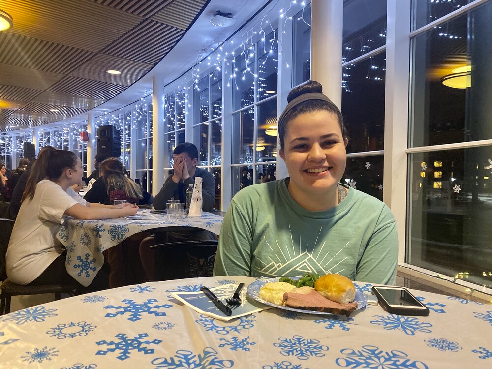 Junior nursing major Melissa Buck enjoys the events that Quinnipiac hosts during the holiday season, such as the annual holiday dinner. (Photo credit: Alexis Guerra)