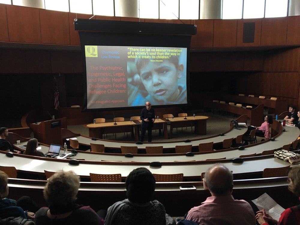 The 2018 Quinnipiac University Law School Symposium at the ceremonial courtroom at Quinnipiac's North Haven Campus.