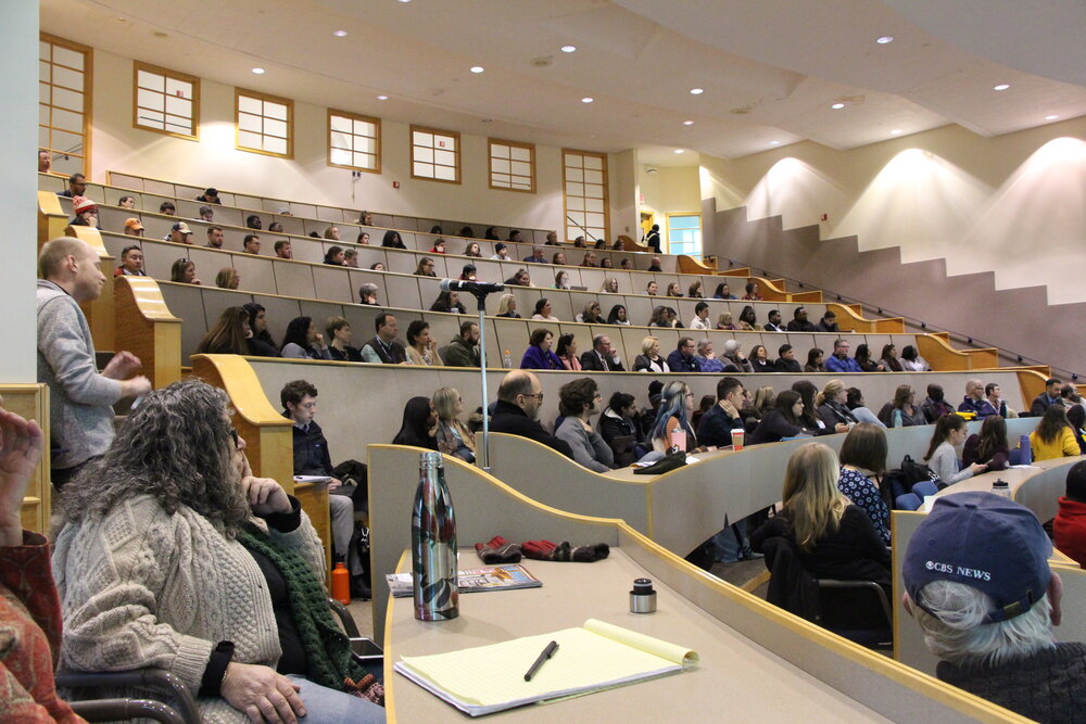 This is the packed CCE Auditorium as faculty, staff and students listened intently.