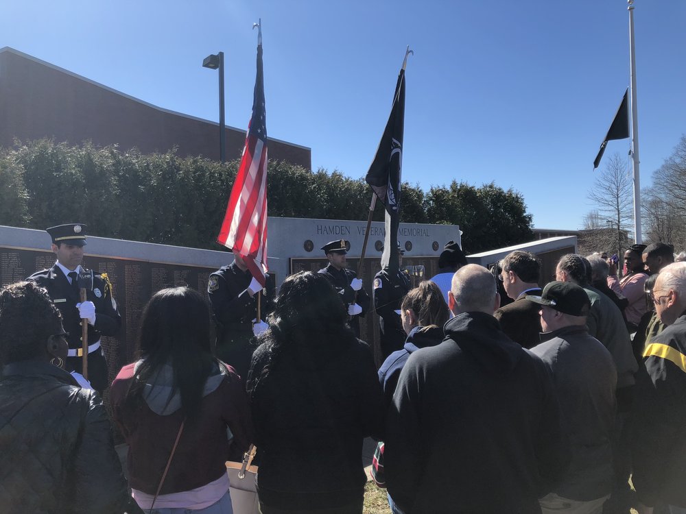 On Saturday March 31,&nbsp;&nbsp;Hamden unveiled a brass plaque commemorating 151 veterans. The plaque will serve as an addition to the Hamden Veterans' Memorial.