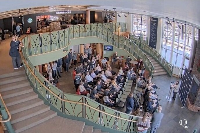 A view of the crowd with Quinnipiac’s new live feed of the Piazza.