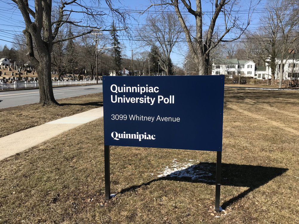 Quinnipiac University Poll sign at the Whitney Avenue location