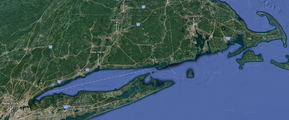 Connecticut's coastline (photo via Google Earth)