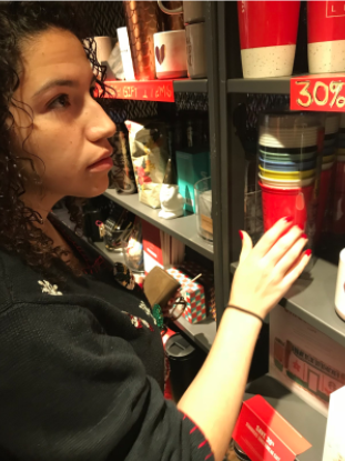 Francesca Fontanez shops for Christmas decorations and presents to make her dorm at the University of New Haven feel more festive. Photo courtesy of Francesca Fontanez.