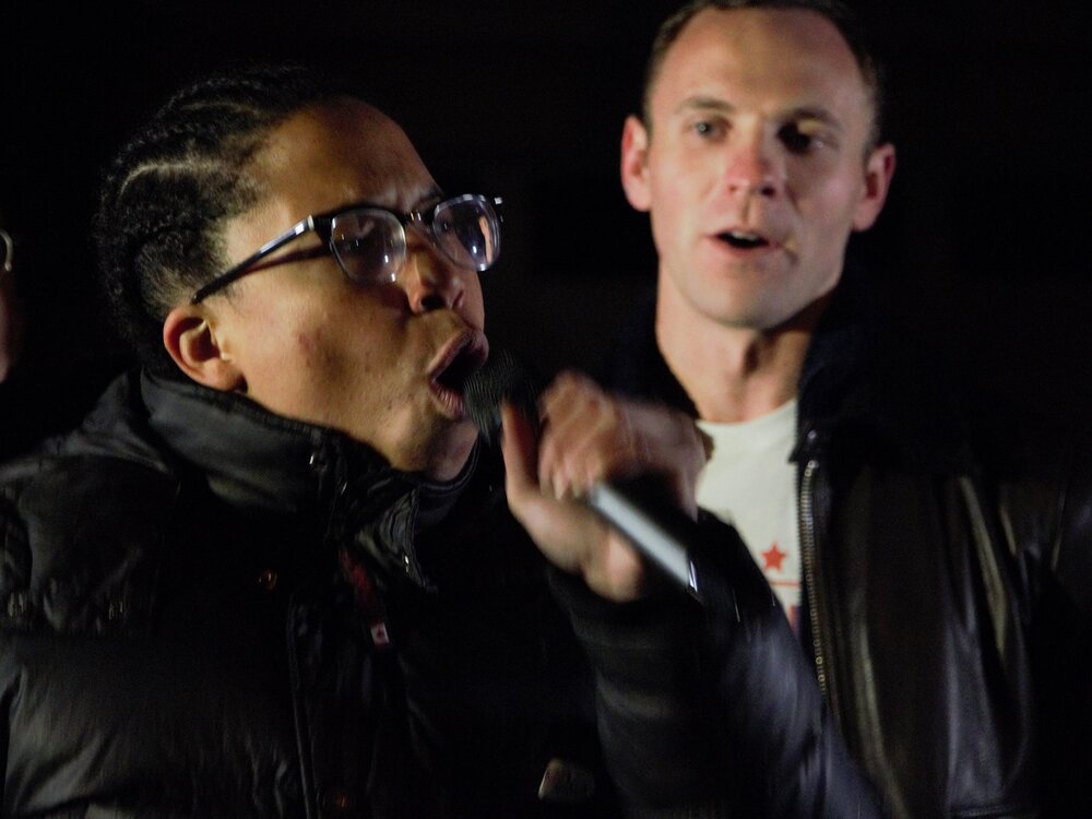 Kerry Ellington said she doesn’t agree with how Hamden’s handled Devin Eaton’s case. Kerry Ellington (left), Zach Carter (right). Photo by Bryan Proctor.