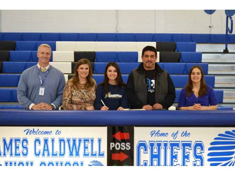 Jessica Bracamonte signing her letter of intent to play for Quinnipiac University.