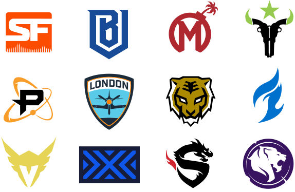 The Logos of All 12 Teams in The Overwatch League. &nbsp;Picture Via The Overwatch League