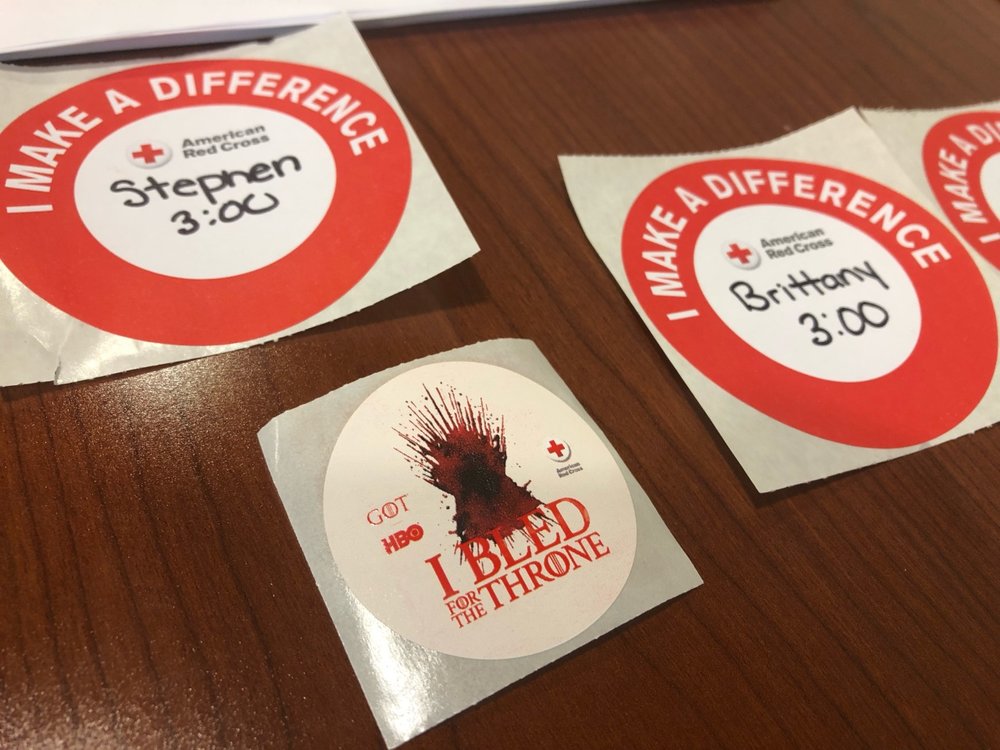 The American Red Cross gave out Game of Thrones stickers for anyone that donated blood.