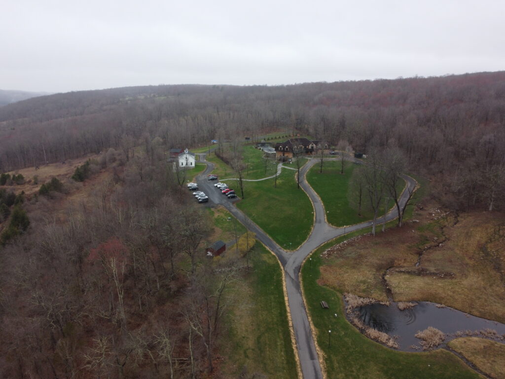 An aerial photograph of Turnbridge's adolescent residential treatment center in Woodbury, Conn. 