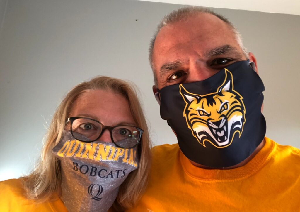 Quinnipiac ice hockey season-ticket holders Ron and Bonnie Heckert are hoping to support their Bobcats from the People's United Center even if that means some COVID-19 changes from previous years. (Photo courtesy of Ron Heckert)
