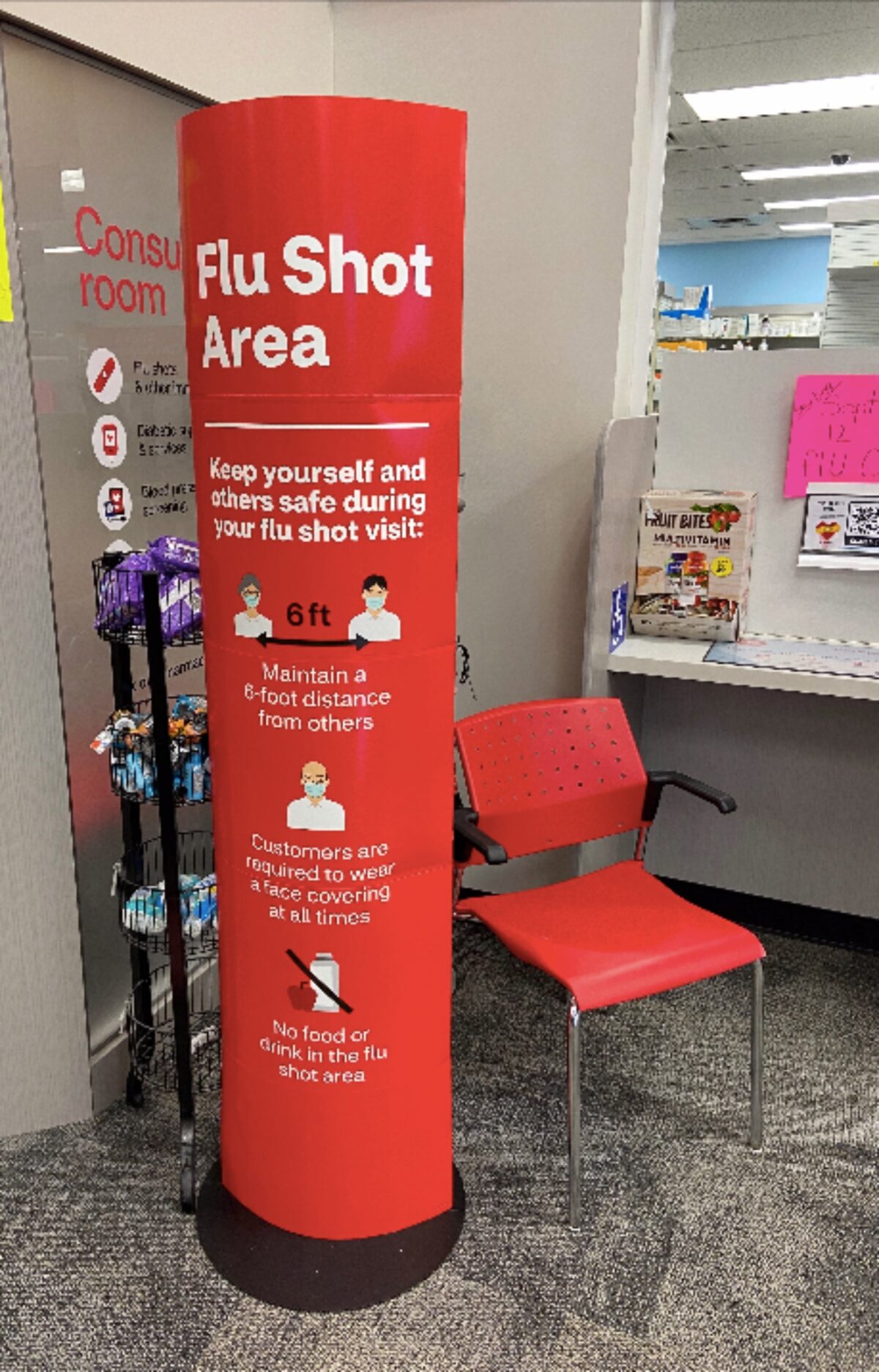 The designated flu shot area at CVS. Quinnipiac students are encouraged to visit CVS this fall to receive their flu shot. (Photo by David Rooney)