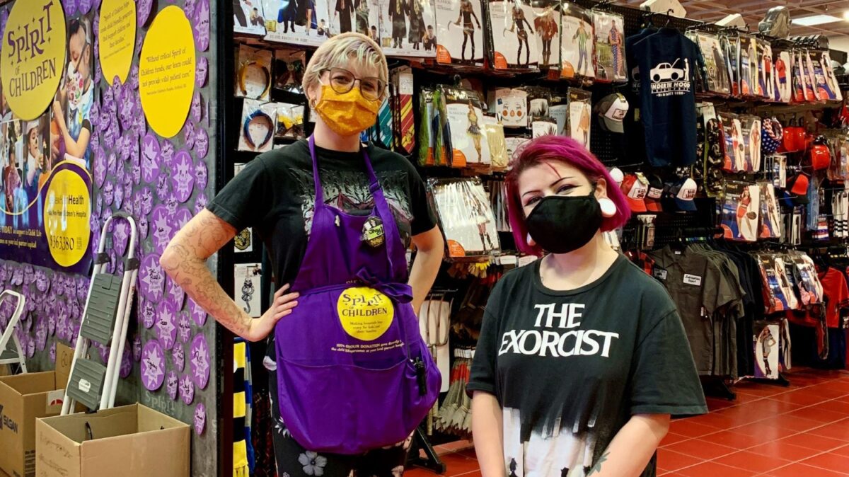 Store Manager Luana is prepared for a wave of costume customers despite the concerns the pandemic creates (Credit: Yanni Tragellis)