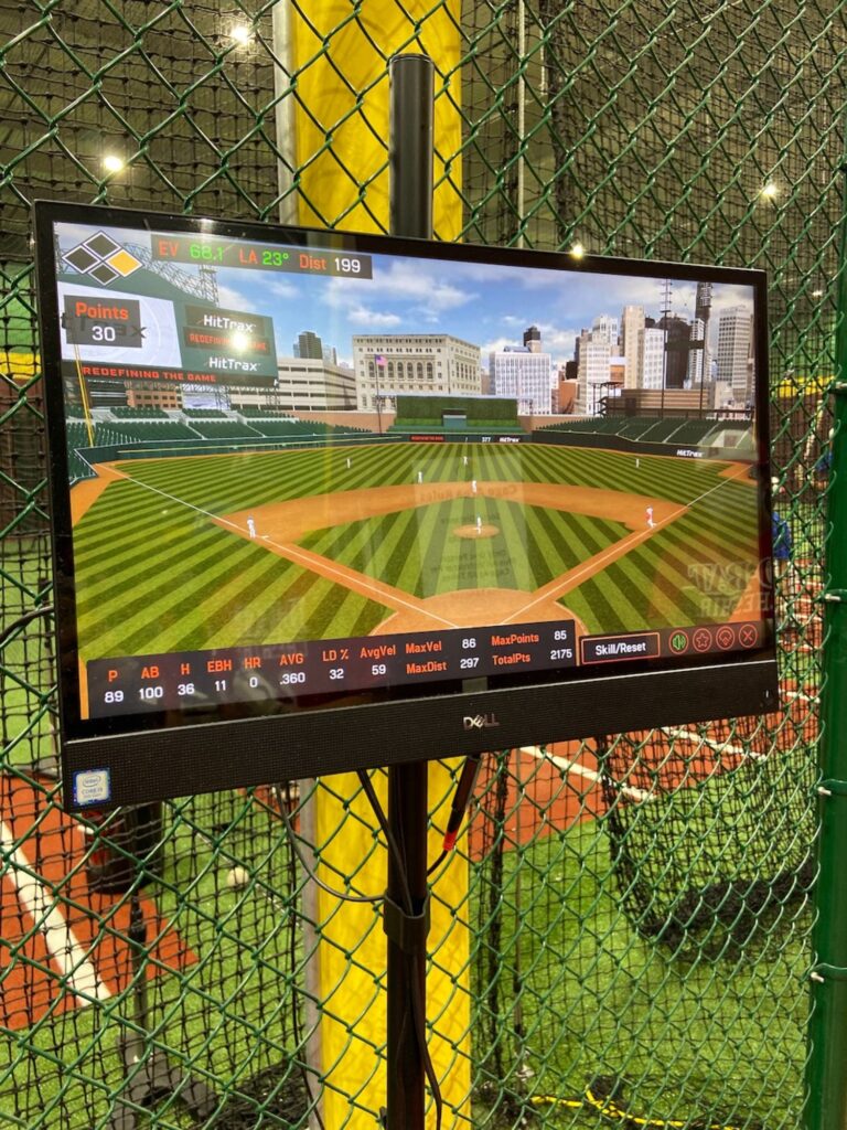 Computer software at the D-BATS facility captures data on each hit, and generates a projected outcome of the at-bat. (Photo by David Rooney)