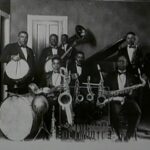 A New Haven Jazz band from the mid 20th century called "The Belmonte Jazz Band" (photo via Frank Mitchell's film Unsung Heroes: the music of jazz in New Haven)