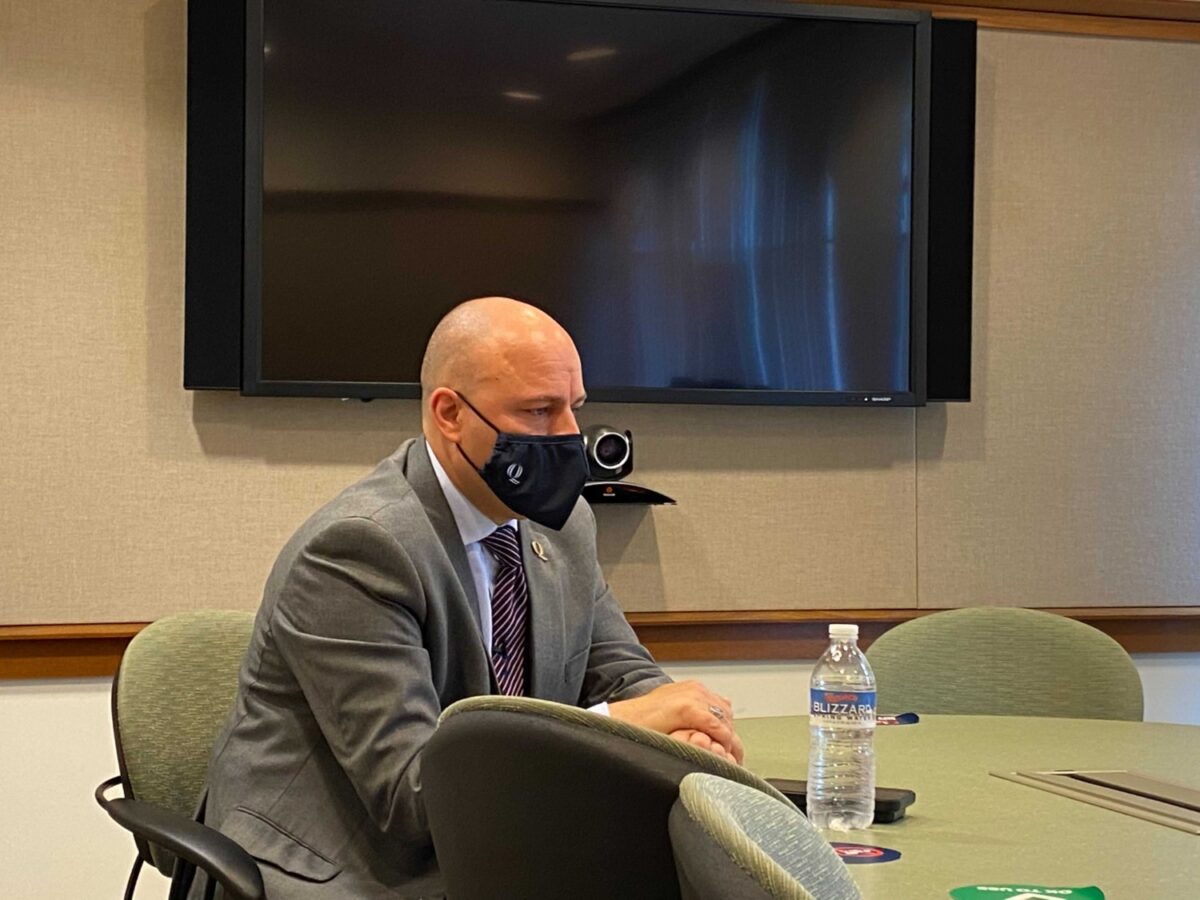 Otoniel Reyes Quinnipiac University's new chief of public safety at a press conference on Mar. 31, 2021.