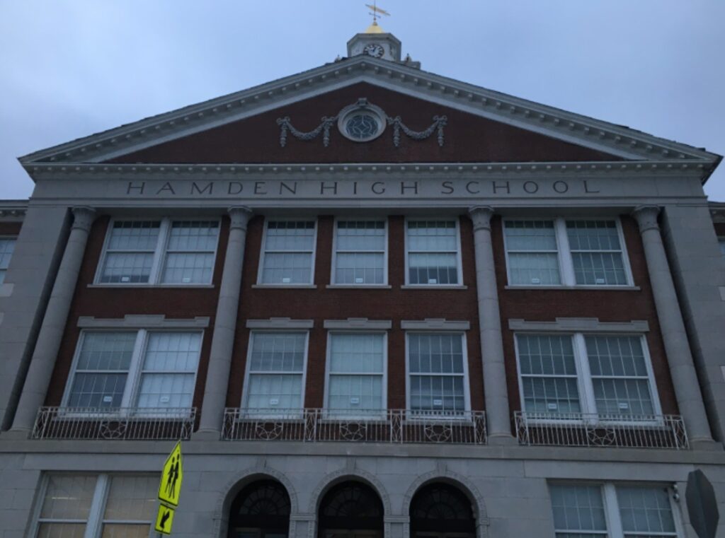 Outside Hamden High School.
Credit: Andrew White