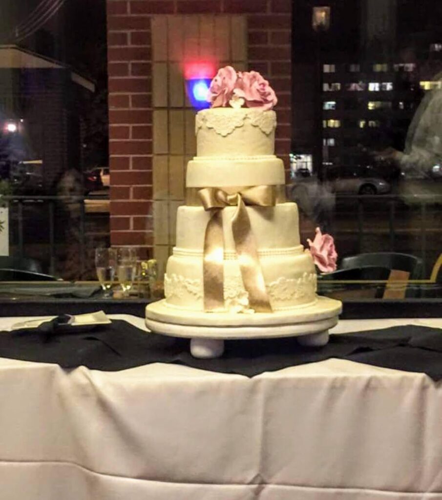 The Craine wedding reception cake at Mickey's Restaurant. Photo: Melissa Craine.