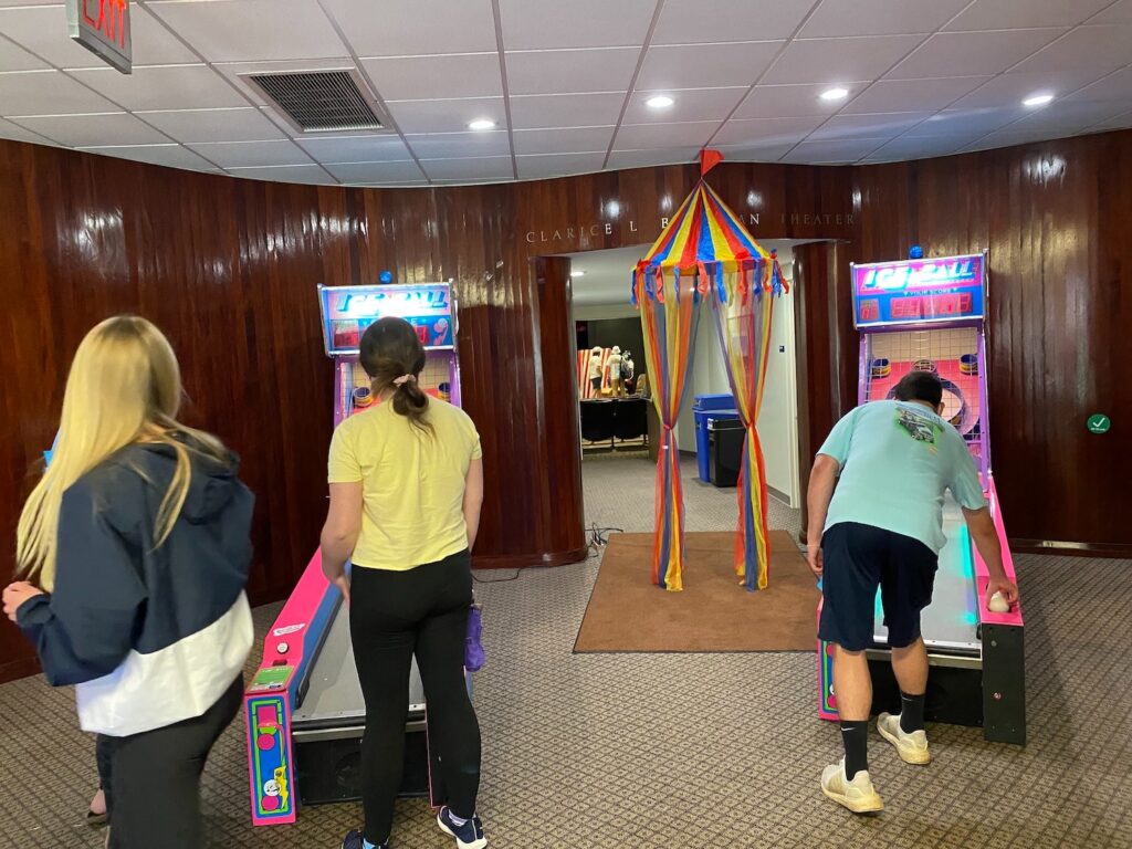 Students enjoy the arcade set up in Buckman Theater on Bobcat Day
Photo credit: Samantha McCleery 
