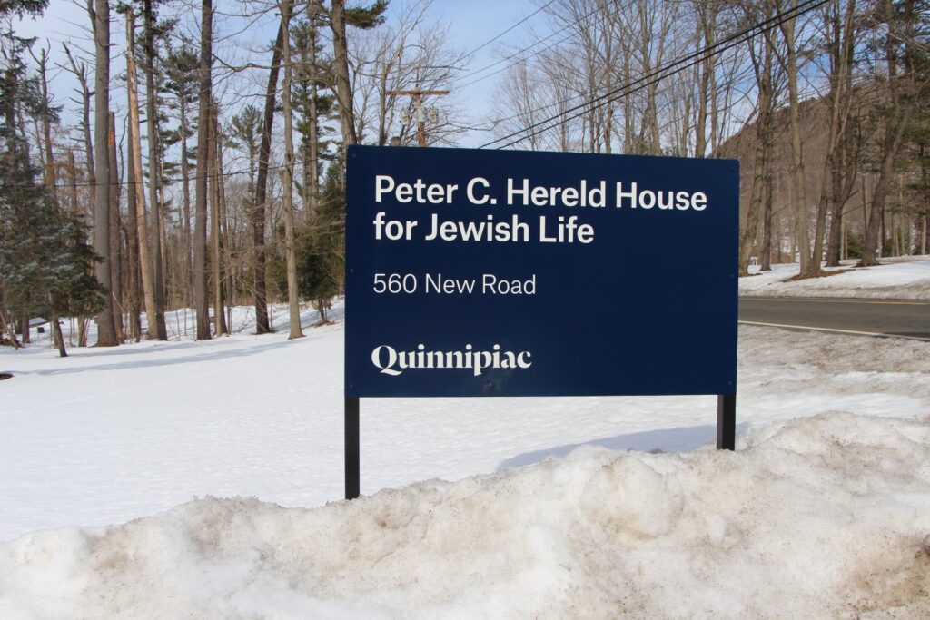 The Peter C. Hereld House for Jewish Life is located just next to Quinnipiac's Mount Carmel campus on New Road. Photo by Jessica Simms.