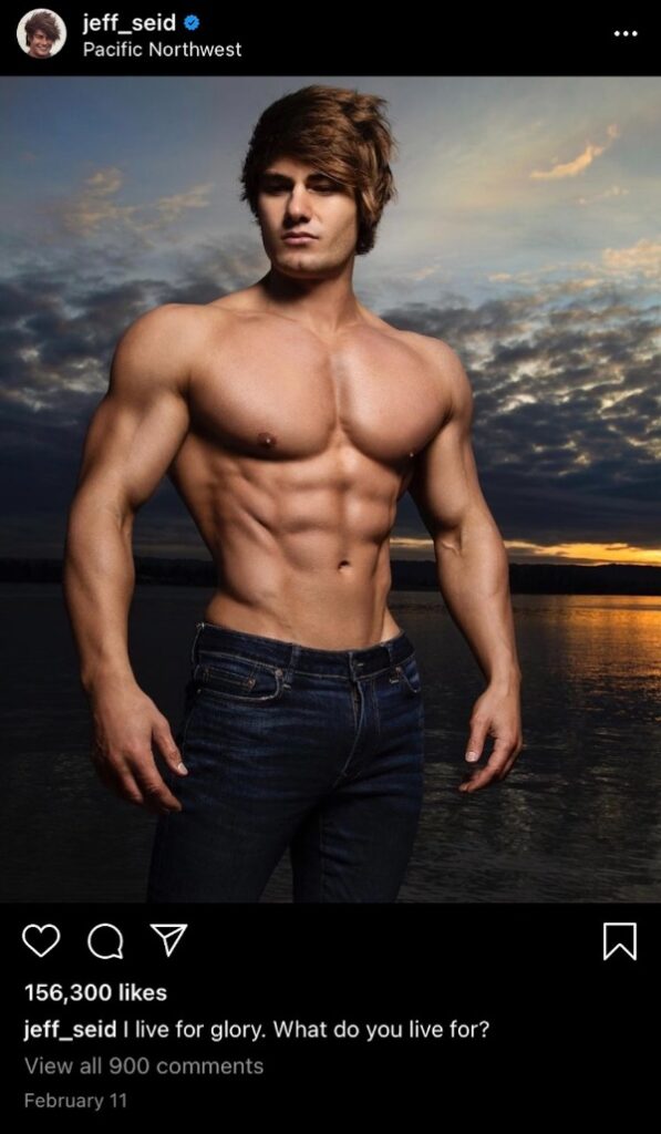 The unattainable male body type typical of Instagram fitness influencers. Photo Credit: @jeff_seid