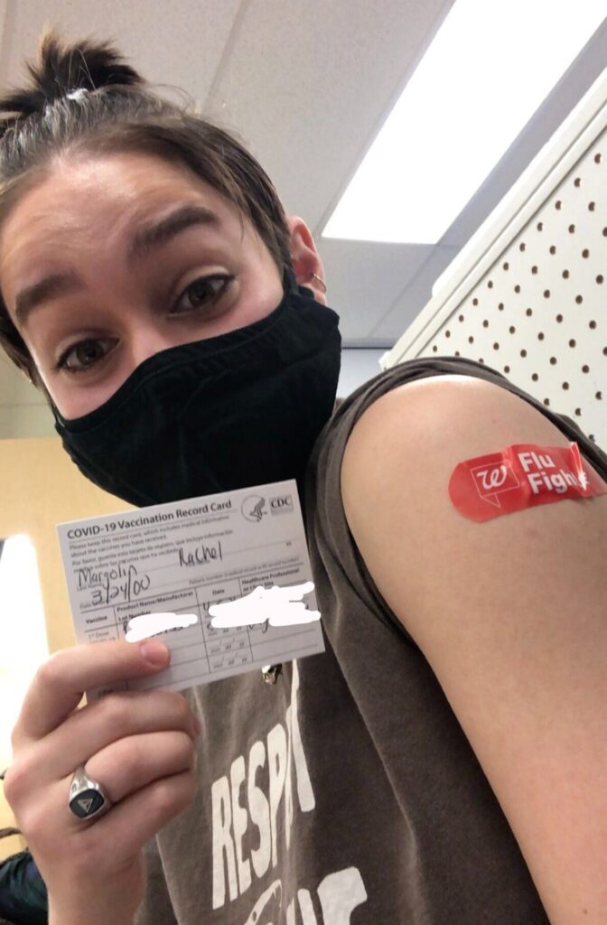 Margolin after receiving the first dose of the vaccine.