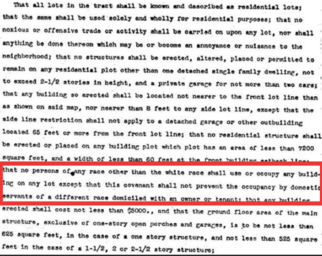 This deed from a Spring Glen property states that only white people can live there. (Courtesy of Spring Forward Spring Glen)