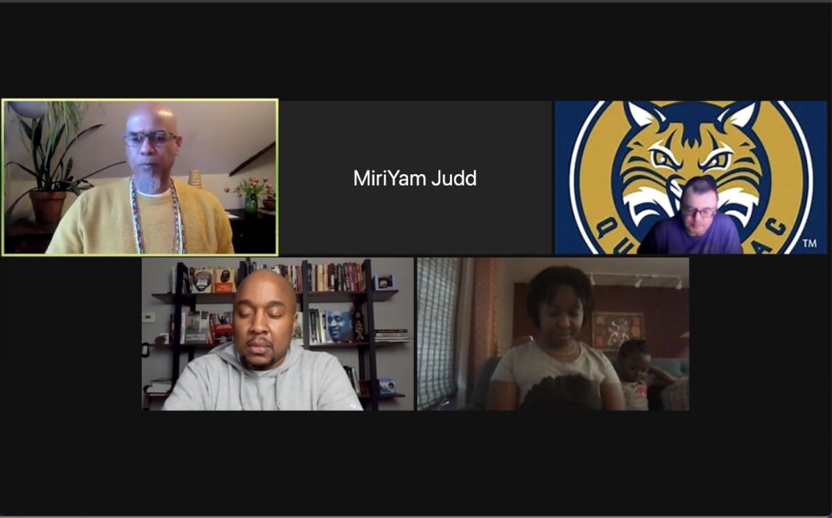Quinnipiac University's second community healing session held on Zoom. Photo by: MiriYam Judd