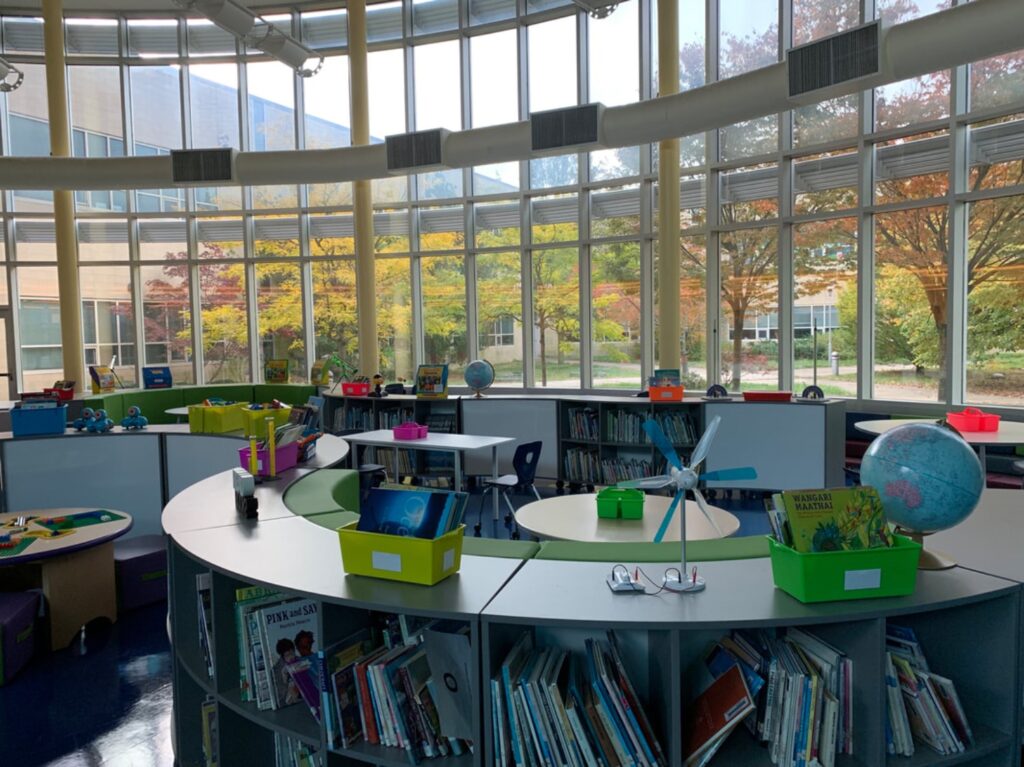 The courtyard from the John S. Martinez STEM library. Photo: John S. Martinez's school website.