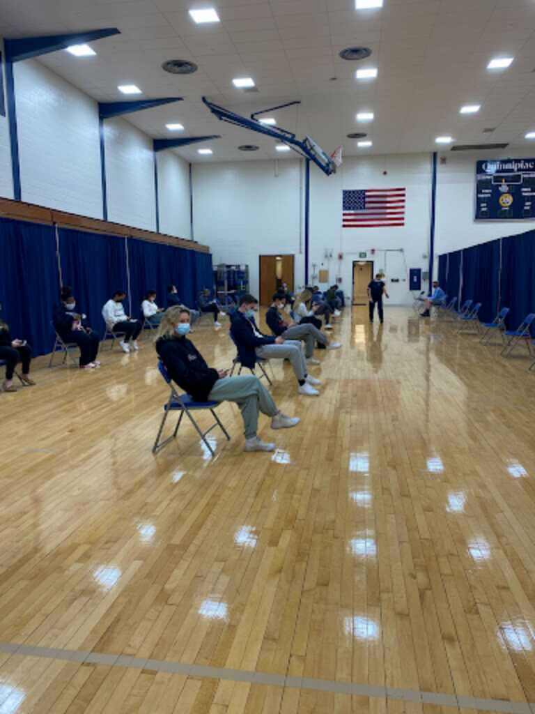 Quinnipiac students registered for their vaccine. Photo by Ben Diiorio