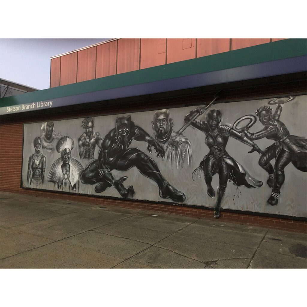 Black Panther Mural Behind 200 Dixwell Avenue.