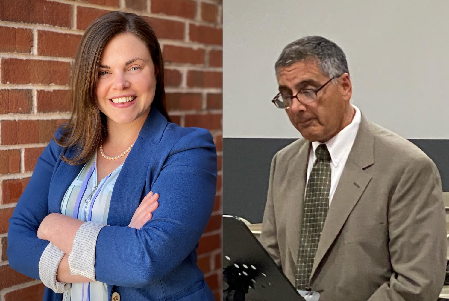 Hamden mayoral candidates, Democrat Lauren Garrett(left) and Republican Ron Gambardella(right).  (From Chatwan Mongkol)