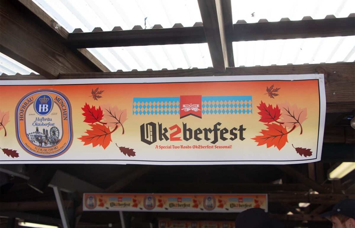 Banner used at Oktoberfest. Photo by Will Knox