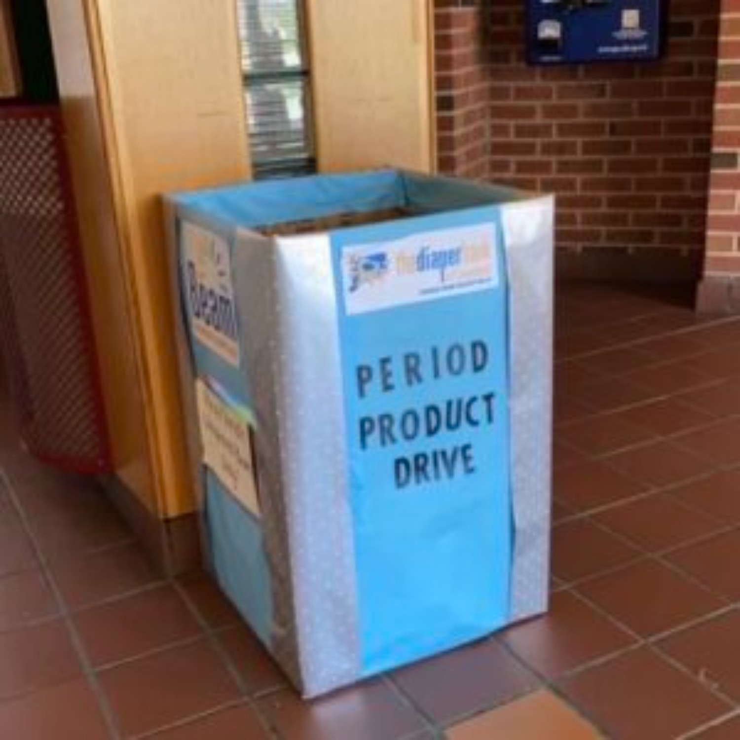 There were several bins placed around campus that people put products they wanted to donate in.