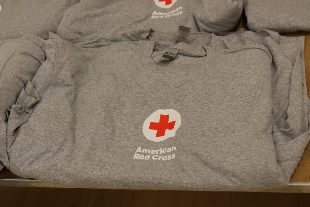 Every donor was gifted an American Red Cross t-shirt after giving blood. (Photo by Michael Sicoli)