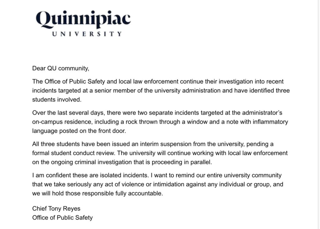 On Sept. 28, Reyes sent a mass email out to students and faculty regarding the vandalism incidents.