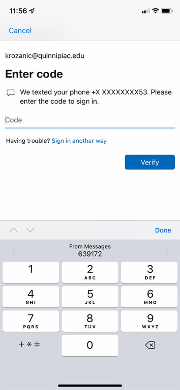 Multi-factor authentication prompts the user to enter a code to verify the login. (Photo Courtesy Kalleen Ozanic)