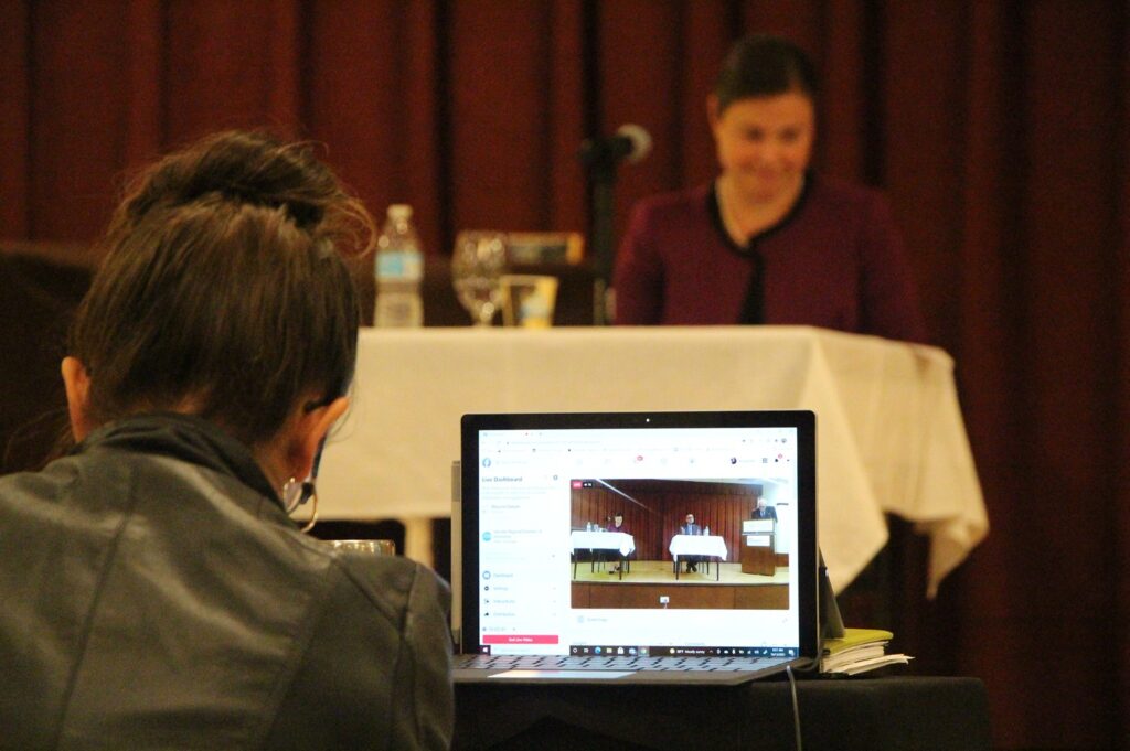 The debate was live-streamed on Facebook to about 80 viewers. Photo by Chatwan Mongkol.