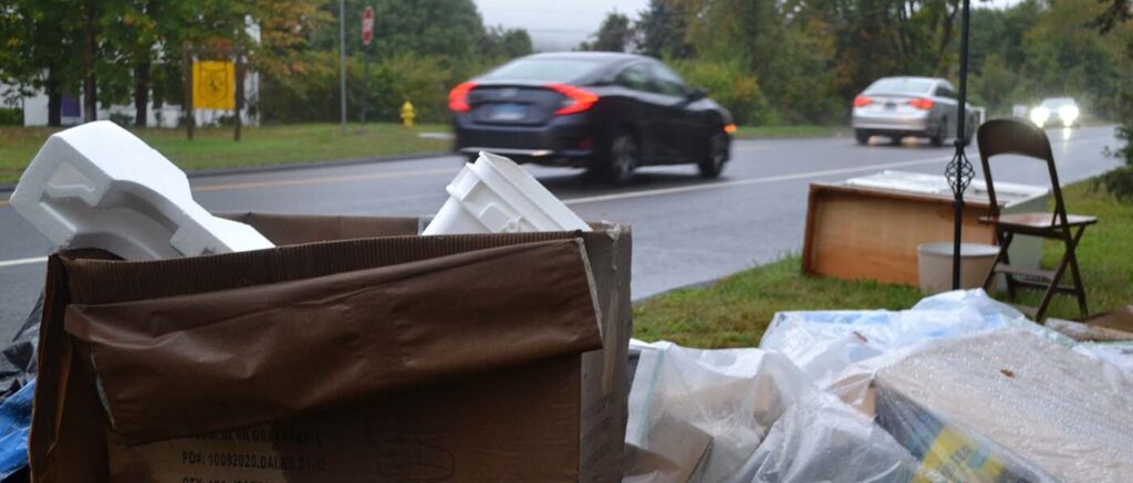 Trash left beside Whitney Ave. Photo by Will Knox